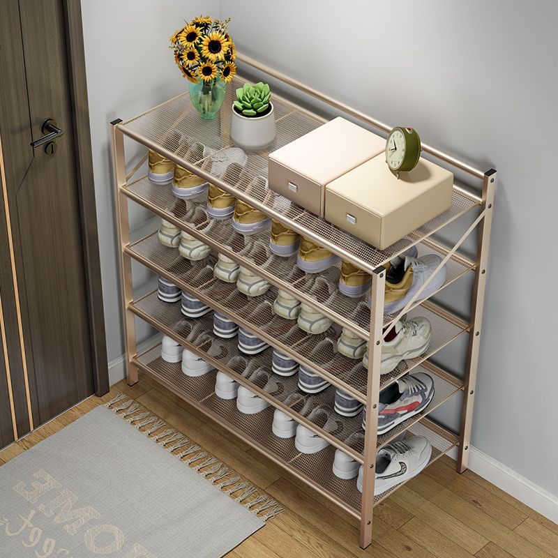Estante de zapatos de hierro forjado sin instalación puerta doméstica estante plegable multicapa simple gabinete de zapatos de alquiler dormitorio estante de almacenamiento de zapatos