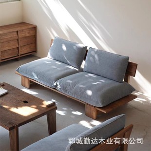 Wabi-Sabi Style Solid Wood Sofa, Vintage Dark Elm Low Sofa, Tatami Sofa