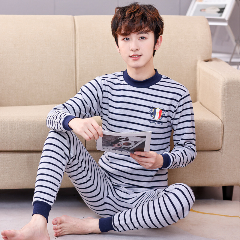 Ropa de otoño para jóvenes pantalones largos traje para niños y niñas niños medianos y grandes suéter de algodón suéter pantalones de algodón traje de ropa interior térmica