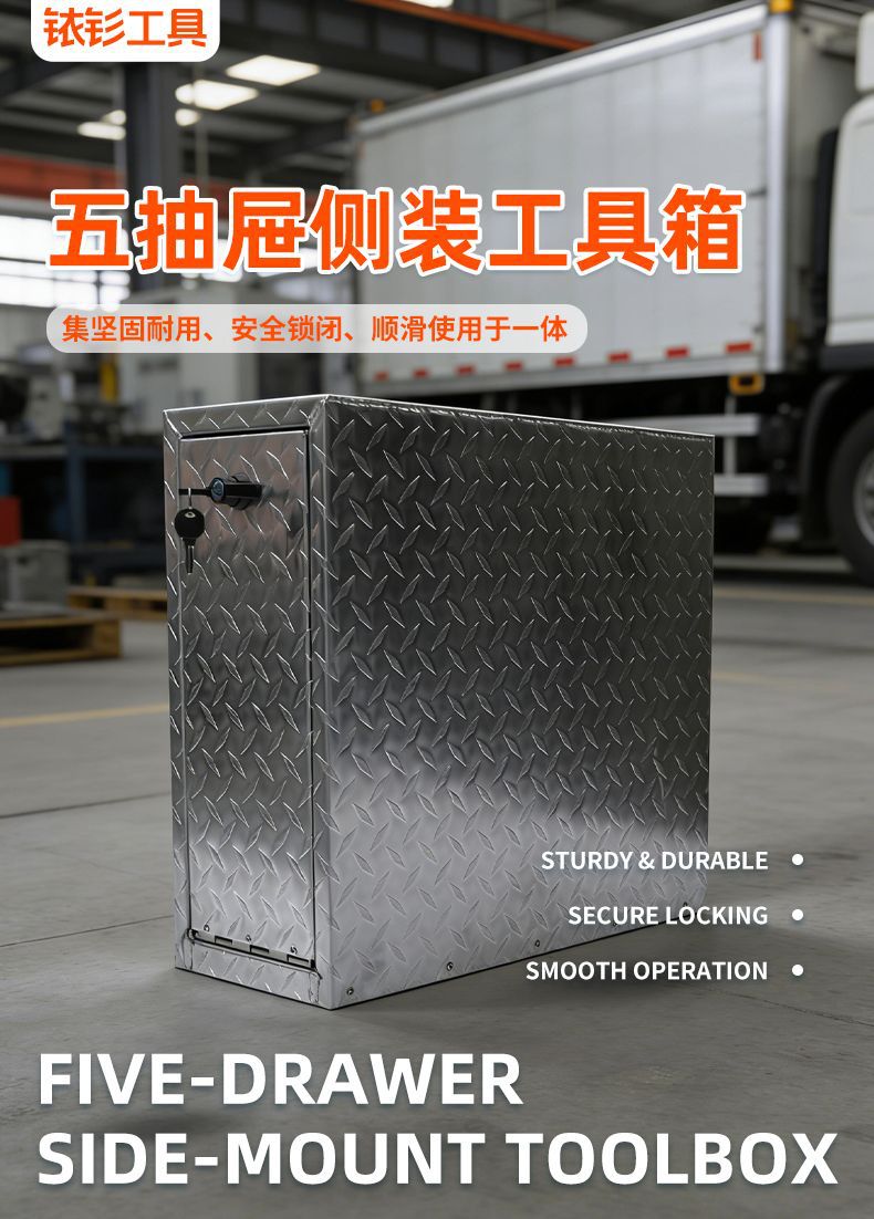 Heavy-Duty Vehicle-Mounted Side Storage Box, Patterned Aluminum Plate Toolbox with Lock, Wholesale Tool Storage for Truck Trailers