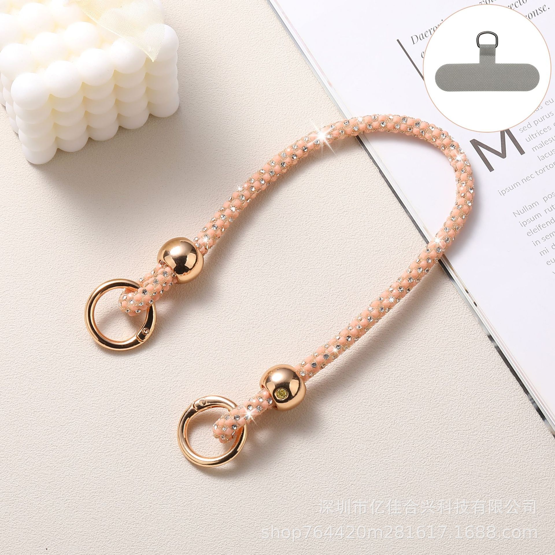 Estilo coreano ins cuentas redondas color diamante pulsera bolso colgante cadena de teléfono móvil al por mayor aplicable funda para teléfono móvil funda para auriculares nuevo
