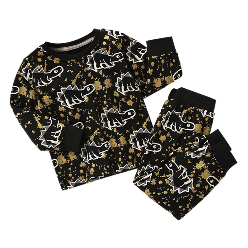 Traje de los muchachos malwee primavera y otoño ropa para el hogar de los niños europeos y americanos guapos de dos piezas cuello redondo impreso ropa para niños