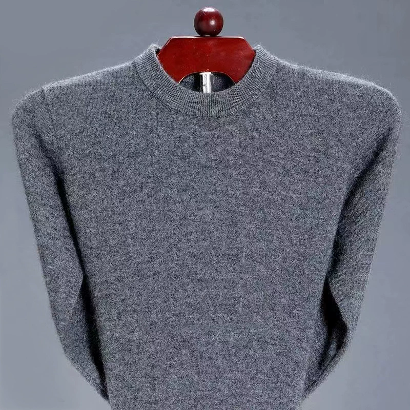 Анти-пиллинг волокна мужской зимний свитер с круглым вырезом тонкий нижний рубашка с длинным рукавом среднего возраста и молодой случайный свитер оптом