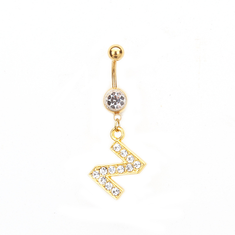 Oro letras inglesas A- Z anti-alergia cuerpo piercing joyería de las mujeres ombligo clavo ombligo anillo AliExpress deseo