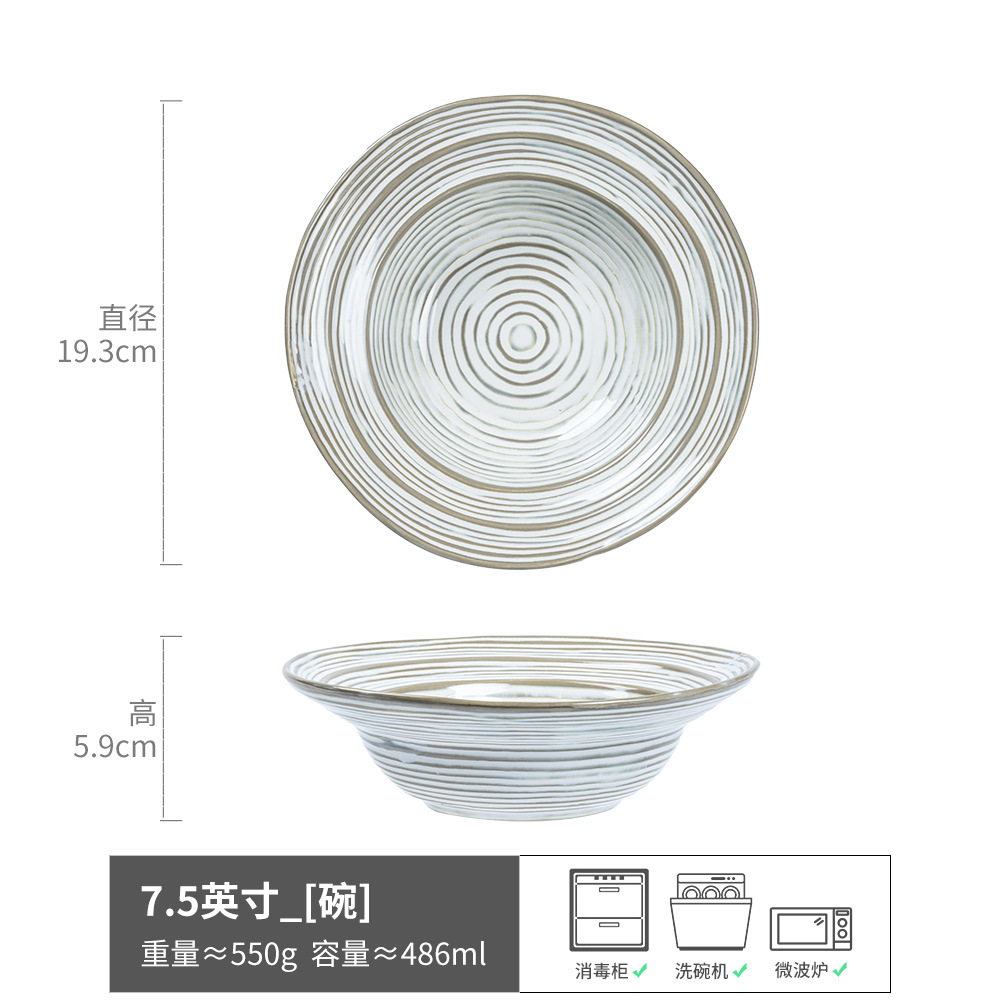Sombrero de paja, cuencos y platos, colección grande, cerámica retro japonesa, postres occidentales, platos de sopa, bandejas de casa de familia, platos de ensalada al por mayor