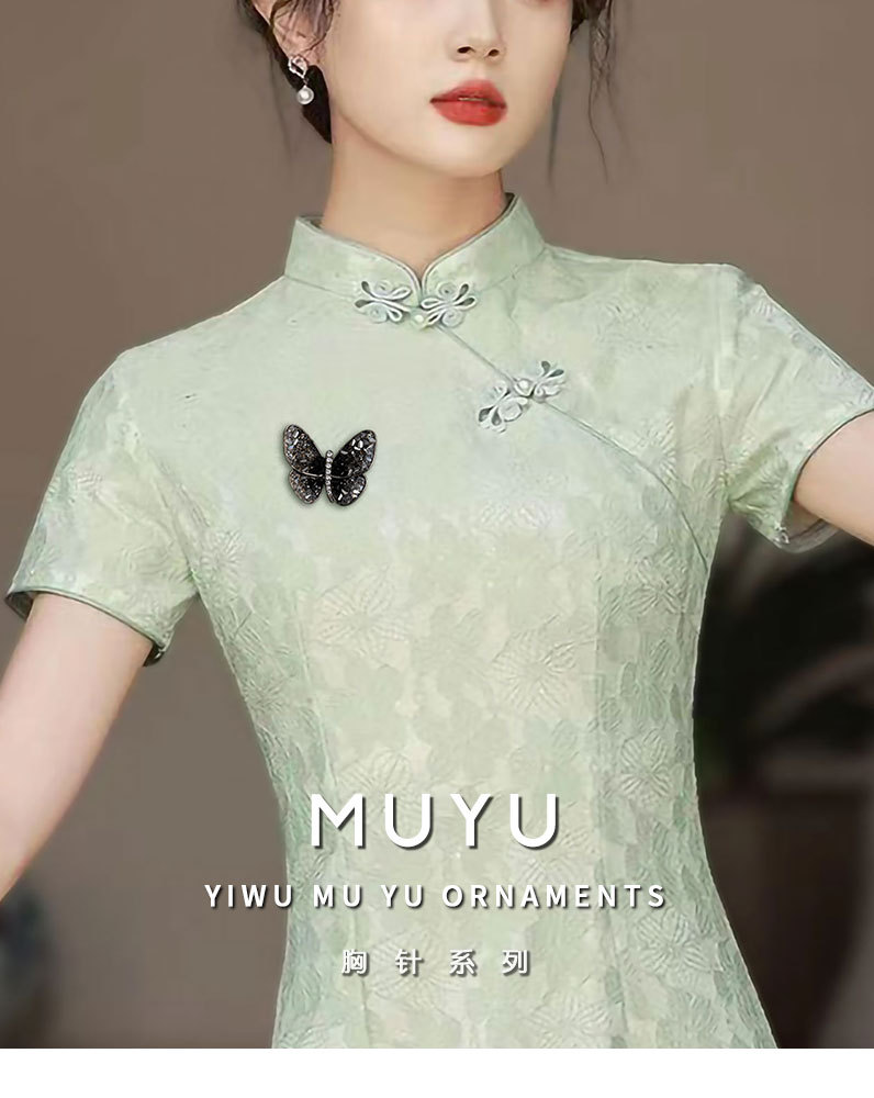 时尚优雅破茧成蝶水晶蝴蝶胸针小众轻奢风昆虫胸花个性