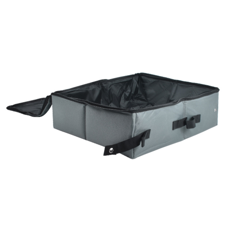 Caja de arena plegable para gatos para viajes, inodoro portátil para automóvil con gran espacio, nido para mascotas resistente a arañazos y antideslizante.