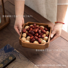 梅の鉢創意実木日本式ドライフルーツ小円盤お菓子食器木トレー角型スナックキャンディー箱果物皿
