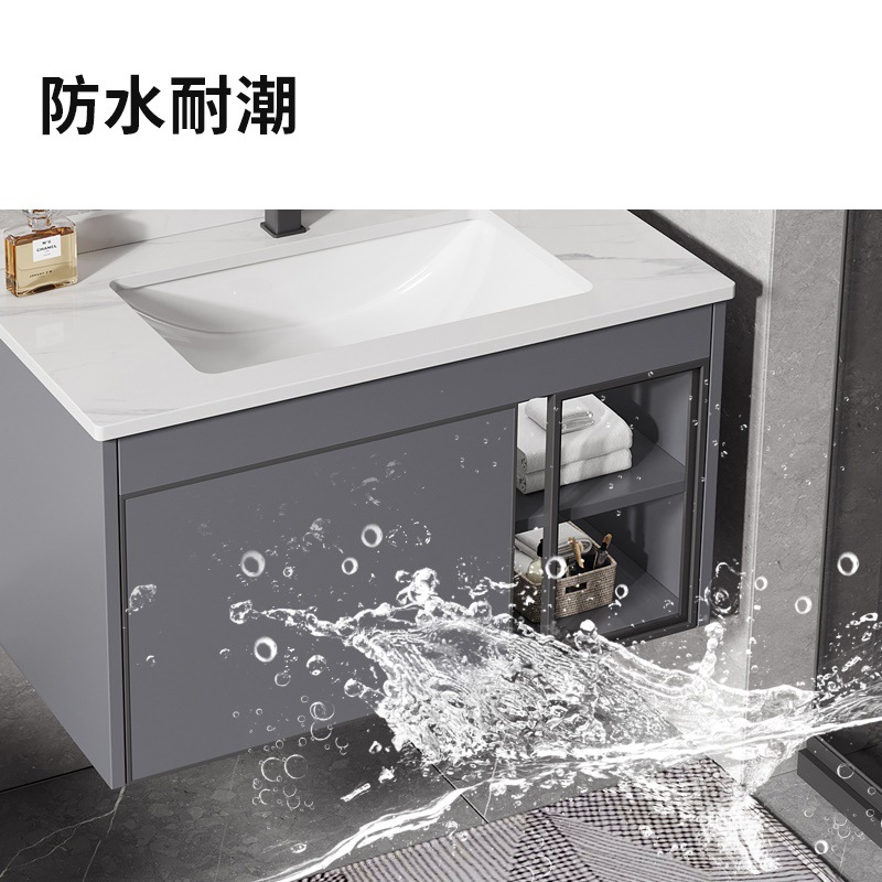 Simple moderno baño gabinete combinación baño lavabo espacio aluminio lavado lavabo cerámica Mesa inteligente espejo gabinete