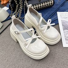 英伦风松糕厚底小皮鞋学生女2024新款休闲百搭复古玛丽珍JK单鞋