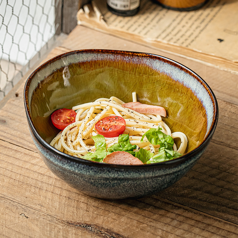 Kun Lan bonito tazón retro irregular tazón de arroz helado esmalte de cerámica frutas tazón de forma especial exportación transfronteriza