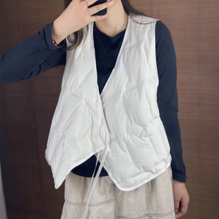 Kongmi overcoat inner base inner but collarless V-neck lightweight diamond-shaped plaid belt waistcoat down jacket vest