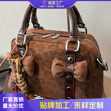 外贸秋冬季复古小众豹纹包包女2025新款百搭斜挎包时尚手提枕头包