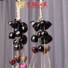 艺铭仙苑创意音束摇铃果壳爱心风铃挂件diy黑果果壳配饰挂件