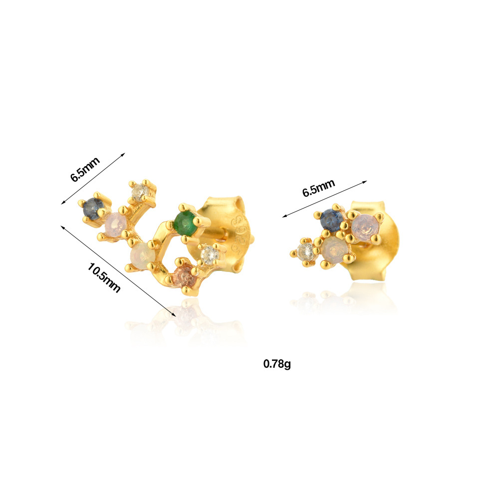 3g Weight 0.05µm-0.08µm Gold Plating Thickness 1 Pair 925 Sterling Silver Constellation Ear Studs
