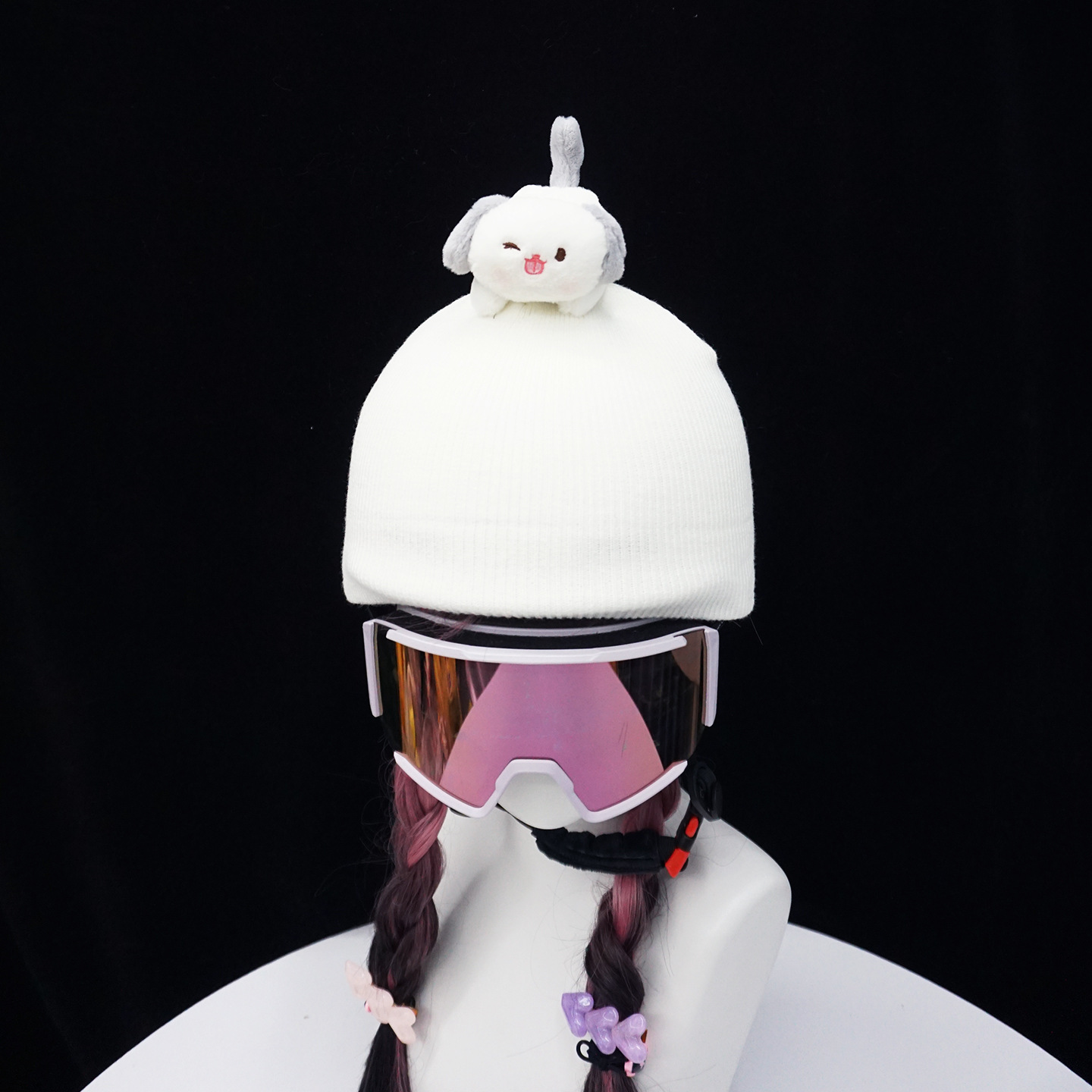 【One Thousand Styles of Ski Helmet Covers】 Ski Helmet Cover with Tongue Sticking Out Puppy Design, Universal Accessory for Snowboarding and Skiing