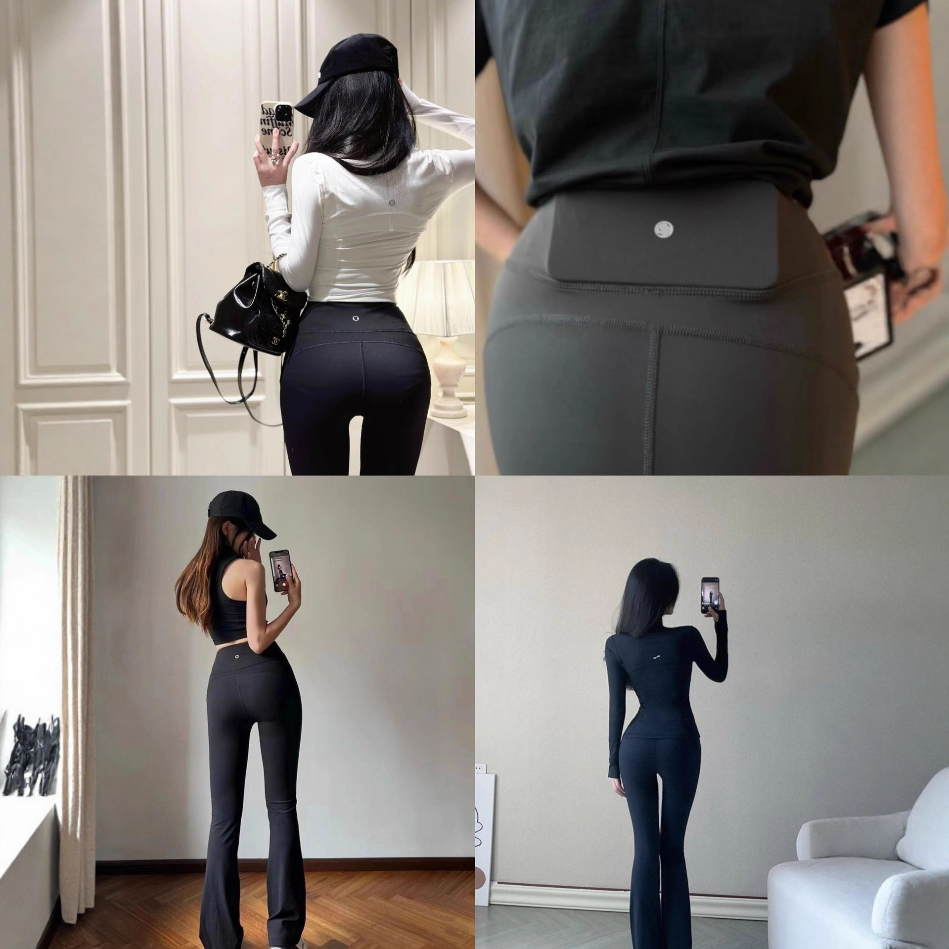 Lulu Same Style Groove High-Waisted Flared Yoga Pants Butt-Lifting Fitness Sports Naked-Feel Quick-Dry Pants for Women