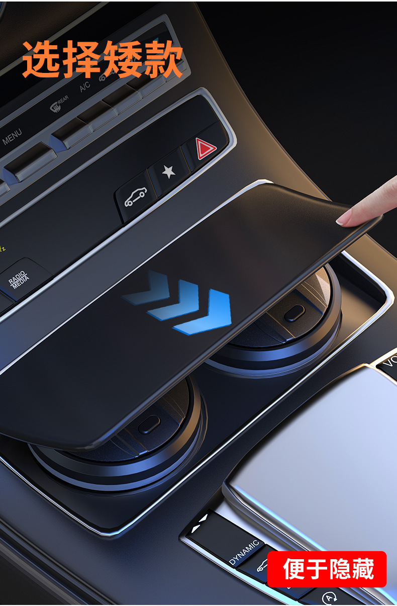 Car Ashtray with Cover and Led Light, High-End and Stylish Ceramic Car Ashtray