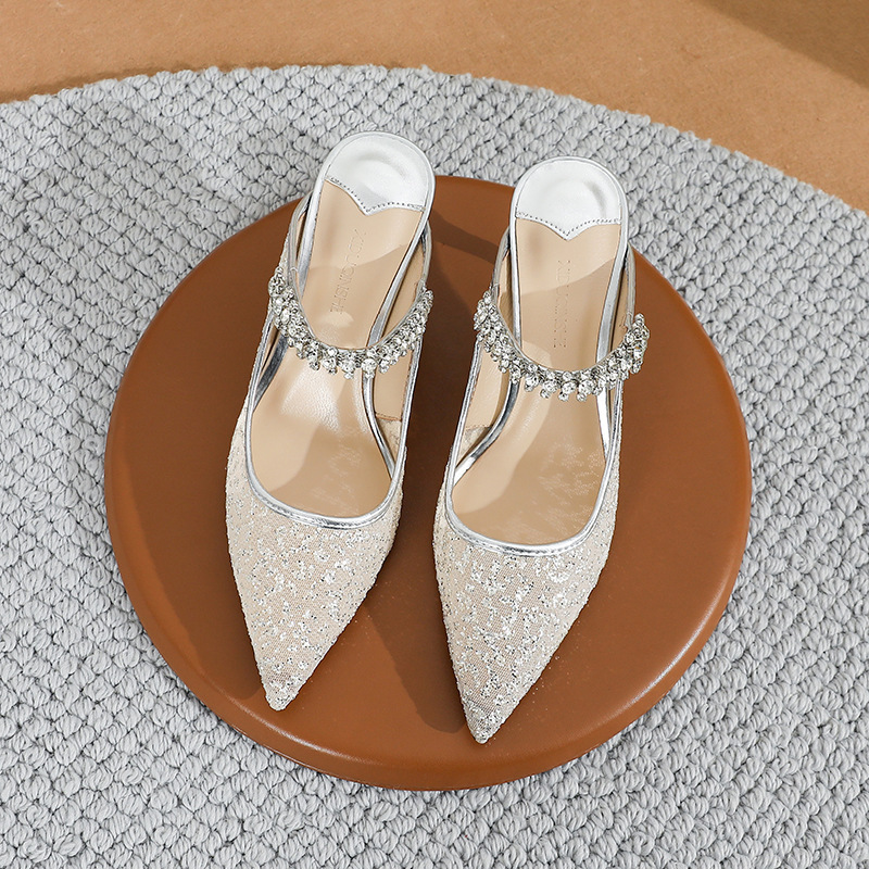 Sandalias de charol con punta puntiaguda y tacón alto de 2025, nuevas sandalias de verano con diamantes de imitación en color, tacón alto fino, punta abierta, elegantes, estilo halter, a la moda._voghion.com