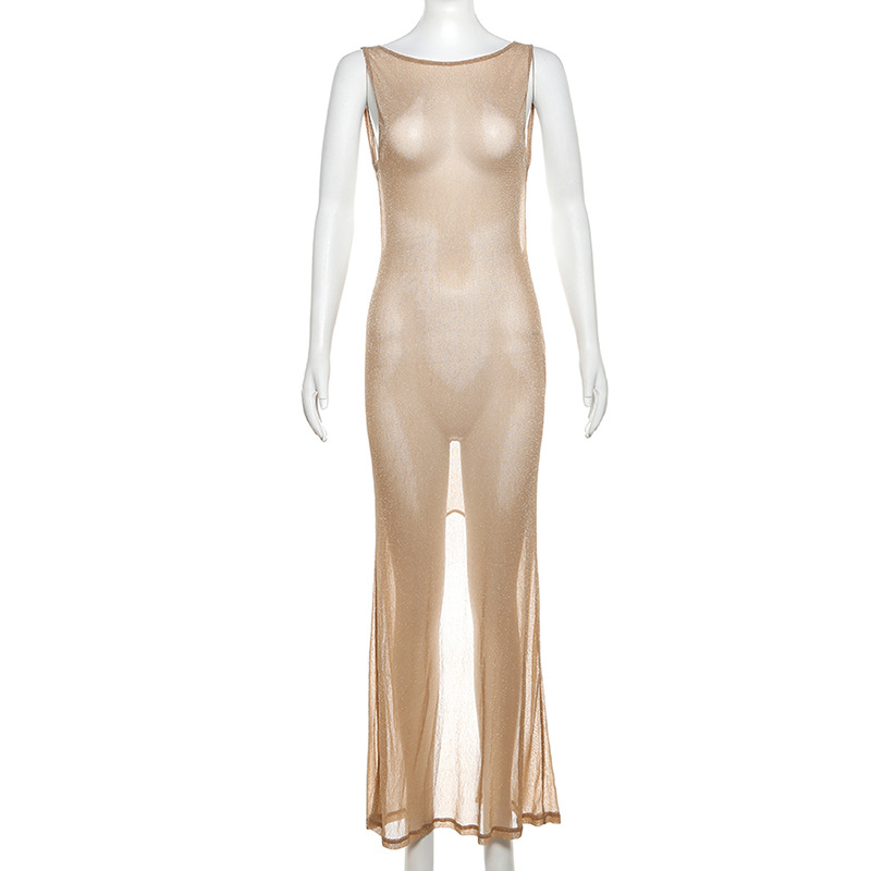 119g Weight Maxi Long Dress Dress Length Type Sleeveless Sleeve Length Bodycon Dress Dresses Type Spandex, Polyester Fabric Type Mid Waist Waist Line Holiday, Party Occasion Boat Neck Neckline Slim Fit Type Glittery, Solid Color Pattern Summer, Spring Season Women's Gender Backless Design Vacation, Sexy Style Wholesale Women's Vacation Sexy Backless Glittery Solid Color Holiday Party Boat Neck Sleeveless Bodycon Dress 16