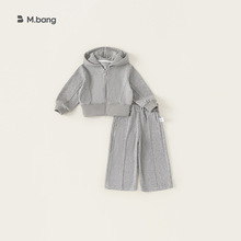 宥宝套装春款运动套装儿童纯色简约连帽卫衣外套宽松休闲裤两件套