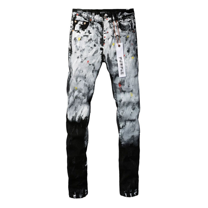 Street Hip-Hop Designer American High Street Splash Ink Retro Trendy Personalized Men's Tight Jeans Stretch Slim Pants