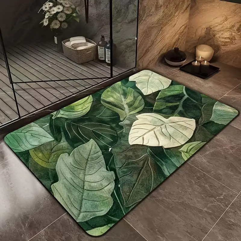 Cross-Border Hot-Selling 3D Floral Diatomaceous Earth Absorbent Home Entrance Door Non-Slip Quick-Dry Bathroom Foot Mat_voghion.com