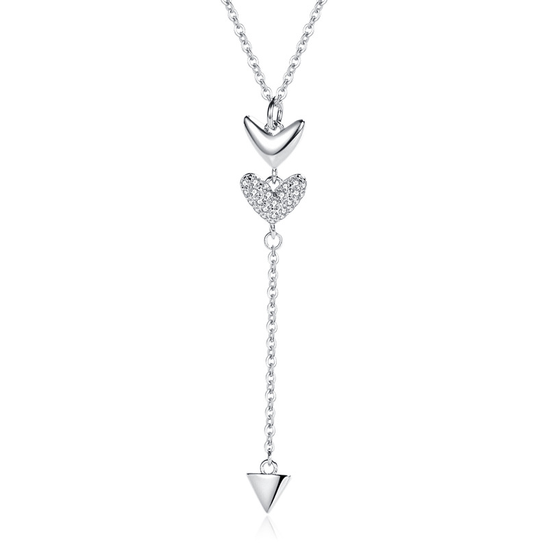Celebridad en línea Singapur s925 plata flecha amor COLLAR COLGANTE nicho simple diseño en forma de corazón clavícula cadena femenina