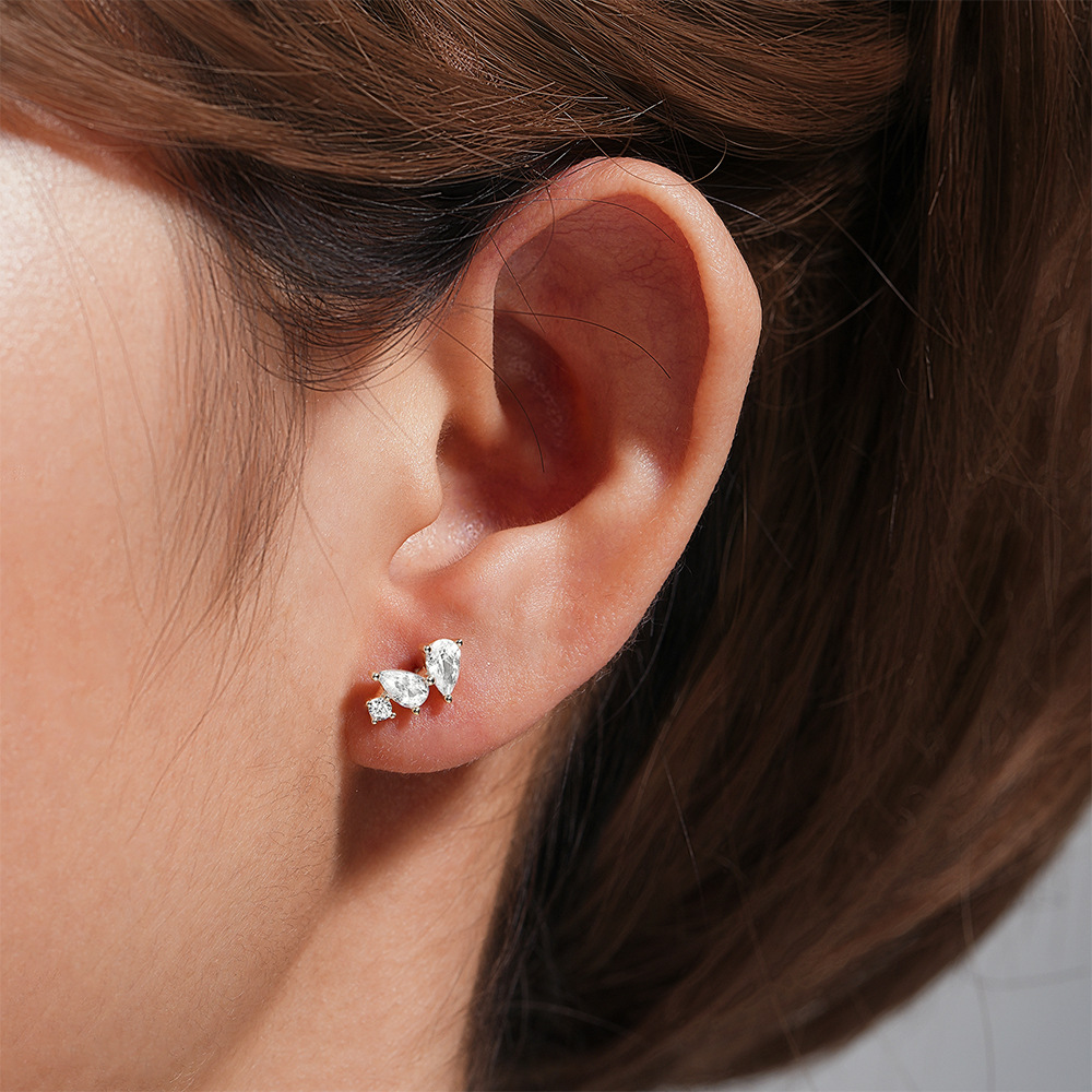 2g Weight Zircon Inlay Material Ear Studs Classification 1 Piece Quantity Daily Occasion 925 Sterling Silver Material Geometric Pattern Women's Gender Plating Design Simple Style Style 1 Piece Ear Cartilage Rings & Studs Simple Style Geometric 925 Sterling Silver Plating Zircon 49
