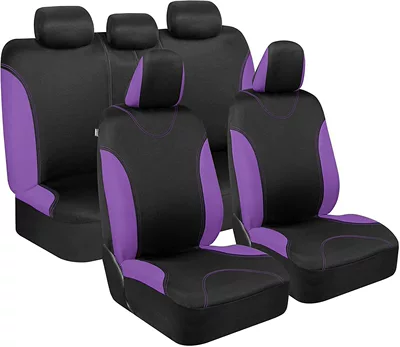 cover rear seat with 2 – Universal seat cover - vest-line-purple-five-seat-9-piece-set