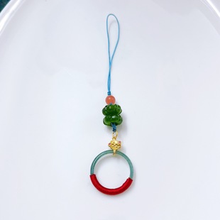 Natural A Goods Jade Blue Water Keychain Bag Hanging Ice All-body 925 Silver Accessories Blue Water Ring Donut Jasper