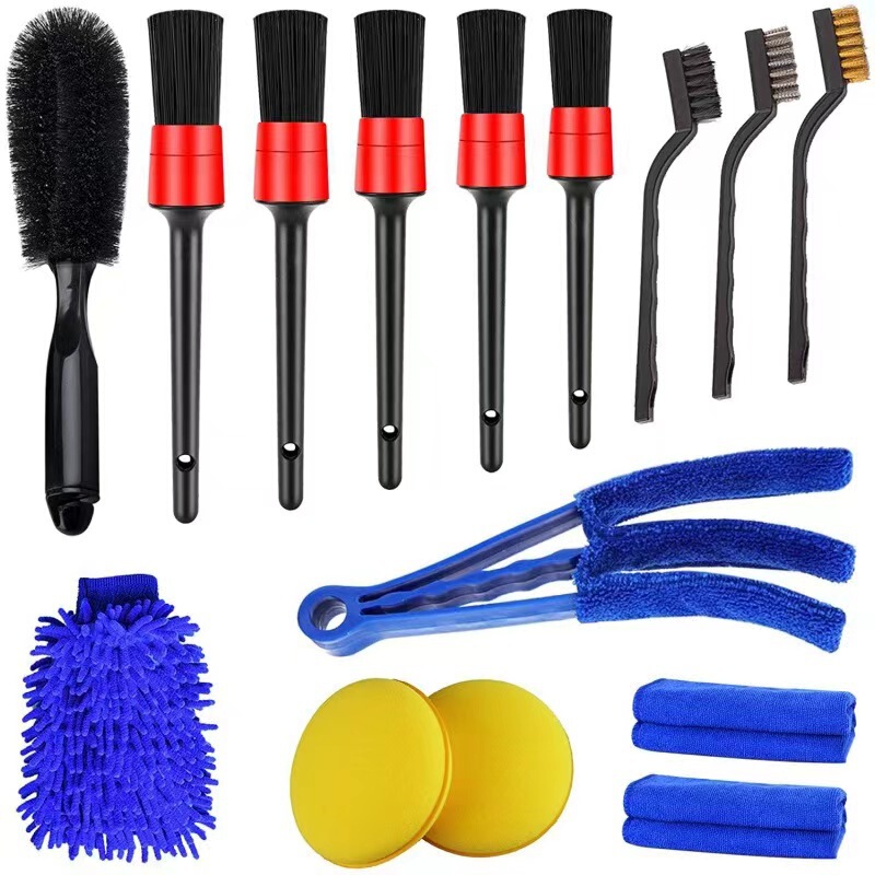 15-Piece Car Cleaning Brush Set, Detailing Brush, Waxing Brush, Air Conditioning Vent Brush, Blinds Brush, Wire Detail Brush Wholesale