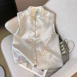 新中式马甲2026春秋女款中国风盘扣无袖上衣外穿重工刺绣背心外套