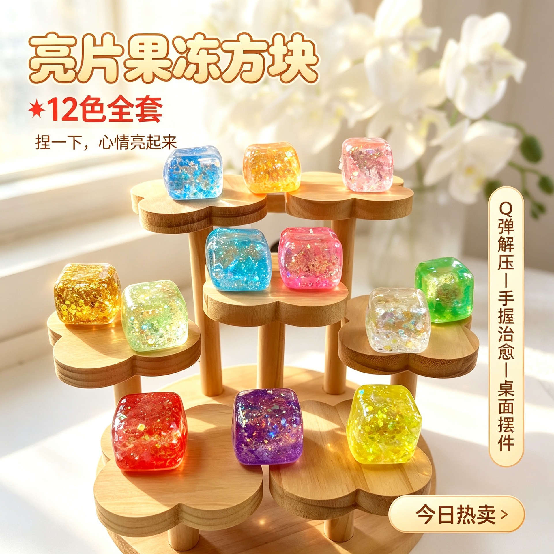 TPR slow-rebound squishy ice cube stress relief toy, assorted colors, in stock for wholesale