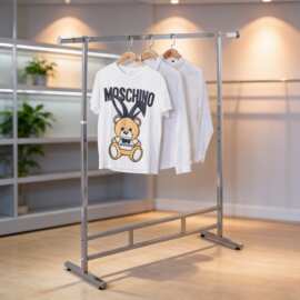 服装店展示架 电镀不锈钢落地式伸缩可移动挂衣服架 家用晾衣架