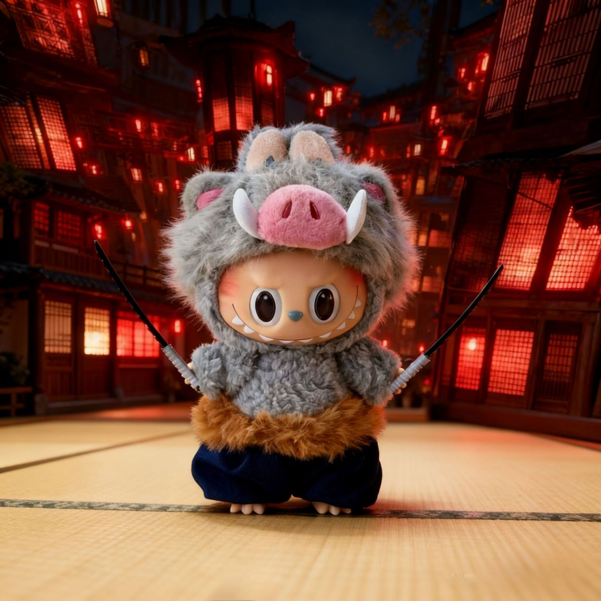 Popular Inosuke Pig Labubu Doll Clothes Demon Slayer Doll Set Demon Slayer Team Labubu 1/3 Generation Doll Clothes