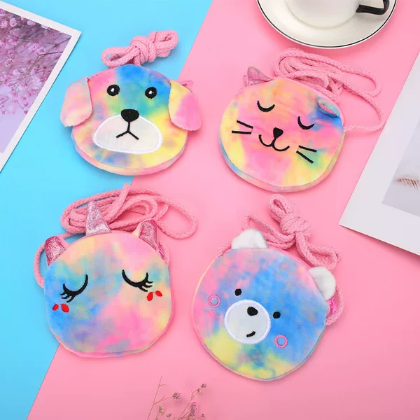 Cross-Border Traffic Children's Long Rope Cross-Body Bag Accessories Gradient Unicorn Plush Coin Purse Doll Wholesale Dropshipping