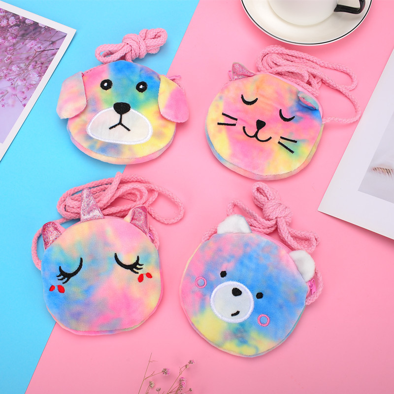 Cross-Border Traffic Children's Long Rope Cross-Body Bag Accessories Gradient Unicorn Plush Coin Purse Doll Wholesale Dropshipping