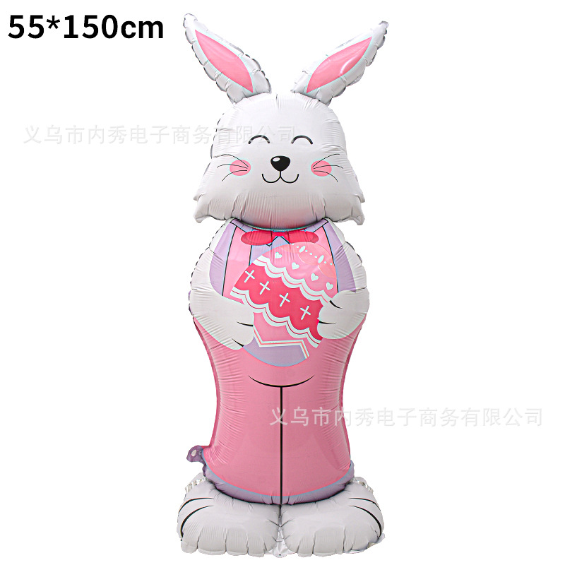 Pascua globo tridimensional base de pie globo de aluminio gran conejo huevo forma tema decoración