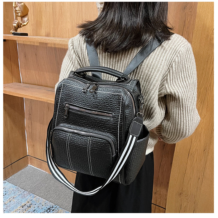 Korean pu backpack portable student school casual messenger retro backpackpicture2