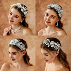 クロスボーダー新しいラインストーンヘッドドレスブライダルウェディングフォトキャットウォークヘアアクセサリー豪華な重労働誇張手作りヘアフープヘッドバンド