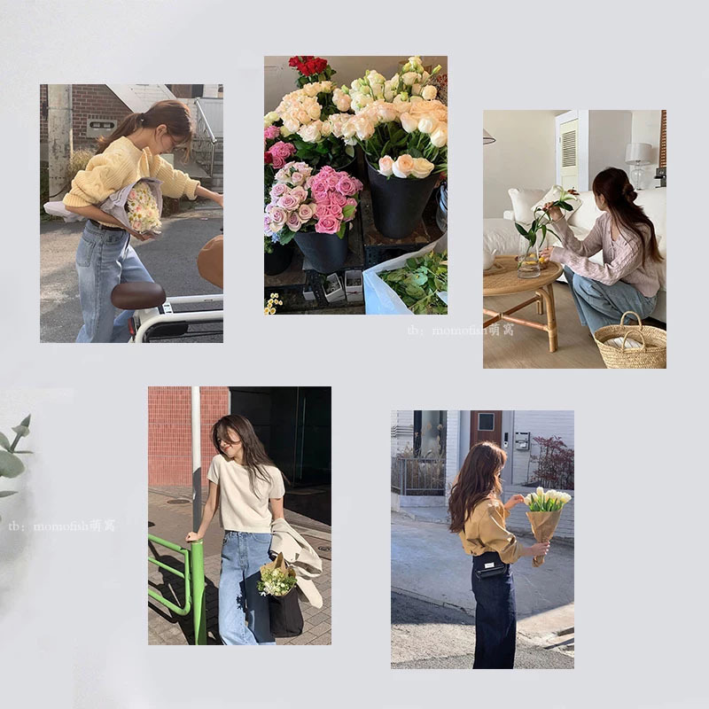 Spring Clothing Store Poster Outfit Wall Stickers Ins Studio Photo Atmosphere Bouquet Background Wall Decoration Painting Photo