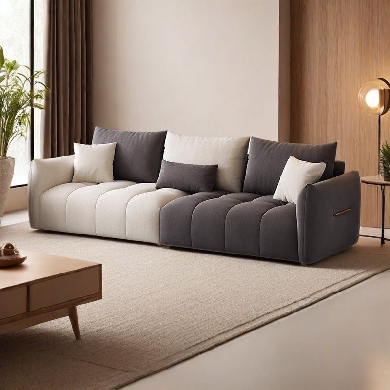 2025 New Living Room Simple Modern Small Apartment Anti-Cat Scratch Straight Row Combination Sofa Cream Style Fabric Sofa