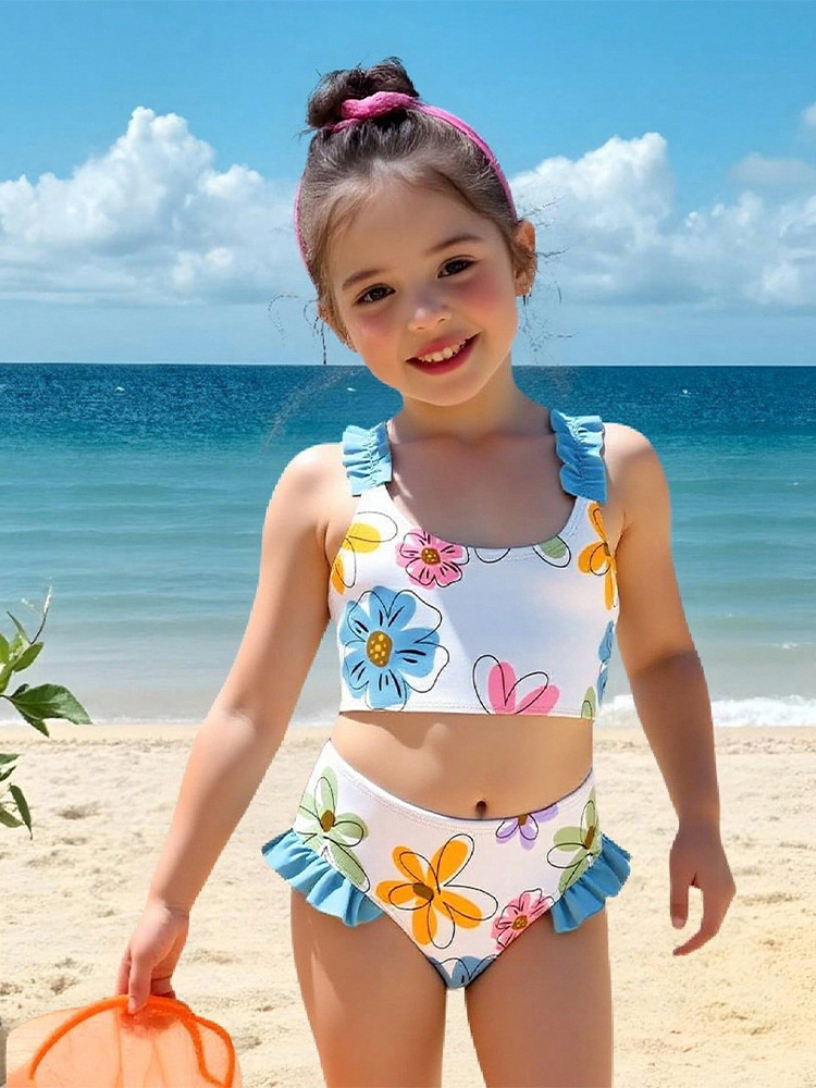 Mädchen Bikini Zweiteiler Mit Cartoon Print Für Strand Und Pool_voghion.com
