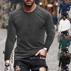白墨一枚のアイロン絵が国境を越えた欧米の男性服の丸首長袖tシャツ男アマゾンtシャツがプリントを描いている