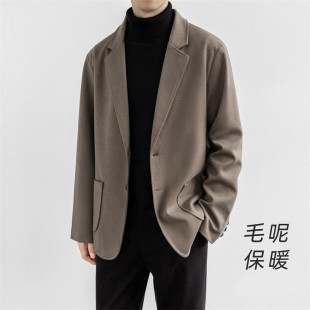 Woolen Coat Men's Winter Thickened Design Sense Light Mature Loose Top Short Casual Korean Style Suit Woolen Coat