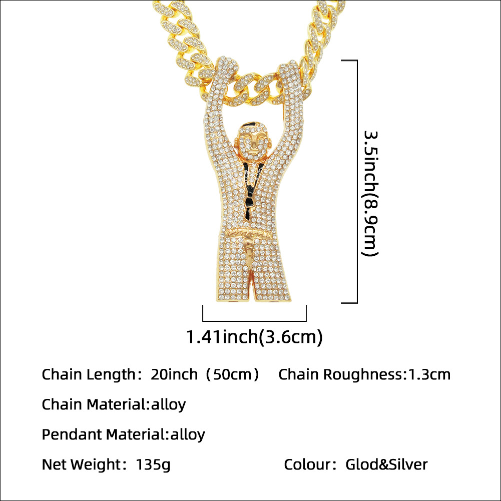 Fashion Cuban Necklace Full Of Diamonds Villain Necklace Wholesale display picture 3