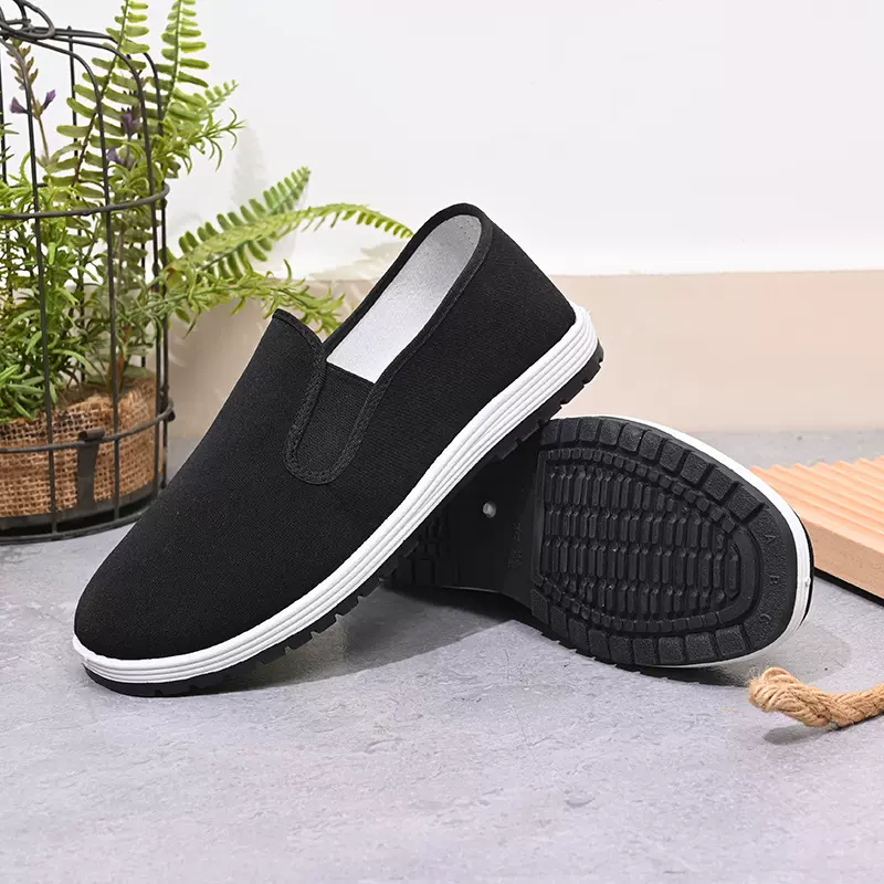 加厚老北京布鞋男干活工作一脚蹬帆布男式休闲男鞋养生布鞋批发