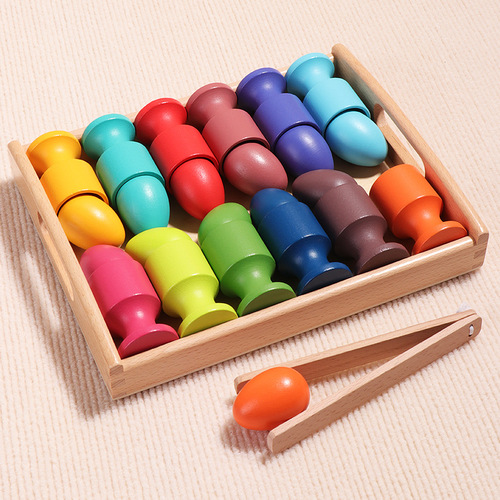 Cross-border children's color classification matching Montessori teaching aids baby grasping training 12-color egg cup and ball early education