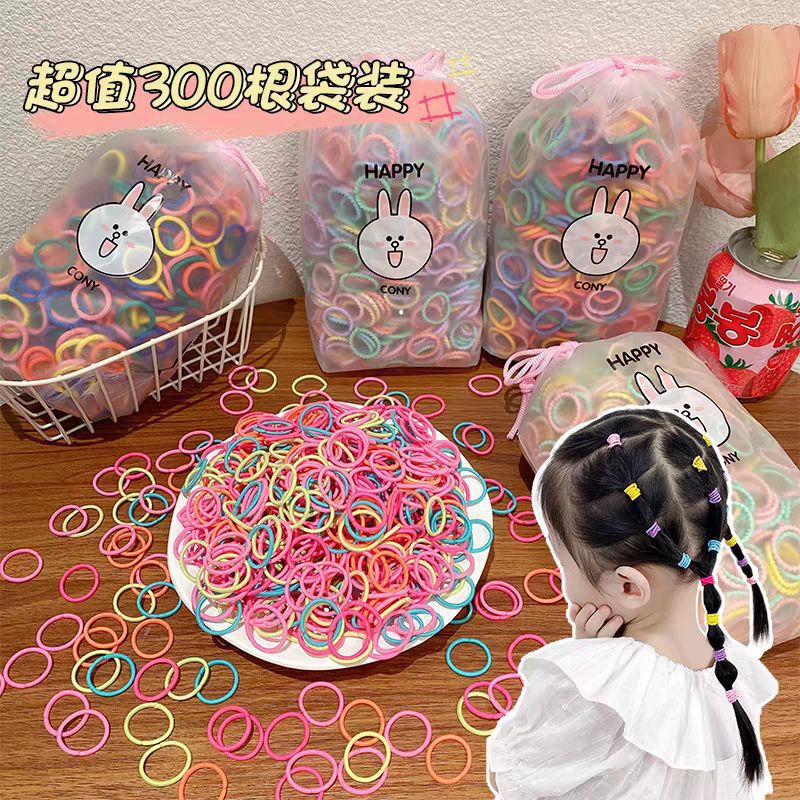 300 piezas de la banda de goma elástica de los niños no duele el pelo del bebé lazo del pelo del pulgar banda de pelo